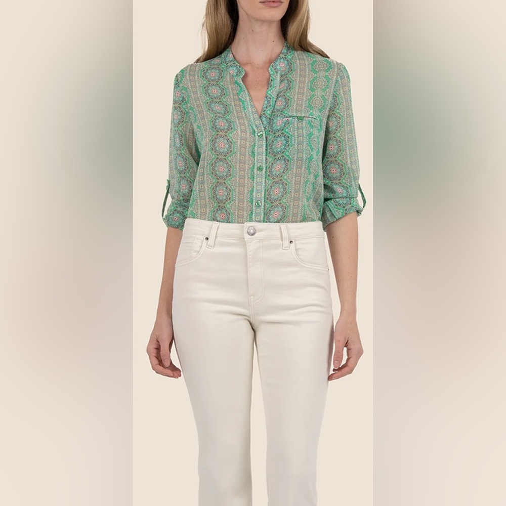 Kut from the Kloth Green Button Down Shirt